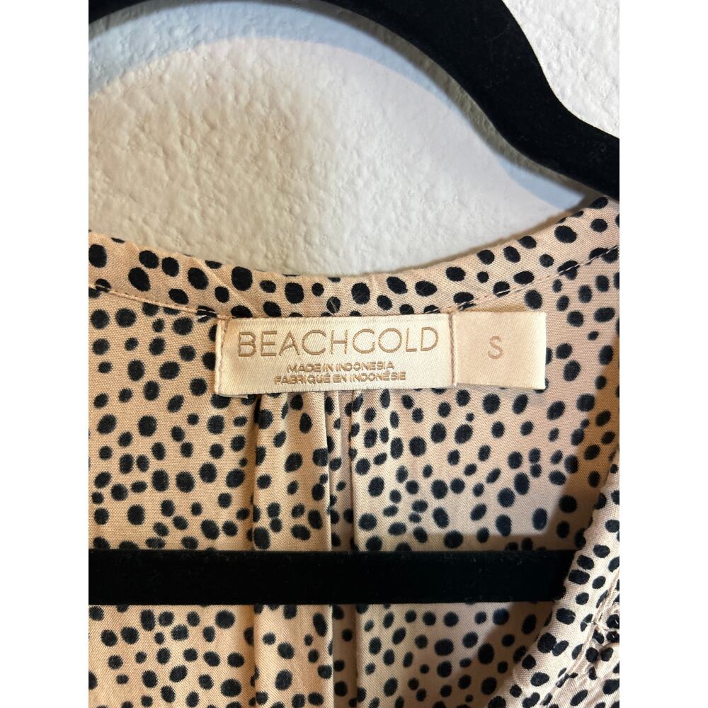 Anthropologie Beachgold | Tan/Black Polka Dot Half Sleeve Romper | Small - Picture 10 of 14